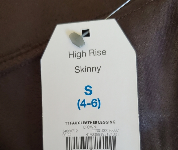 S 4-6 Brown Faux Leather High Rise Skinny Leggings New - Picture 5 of 6